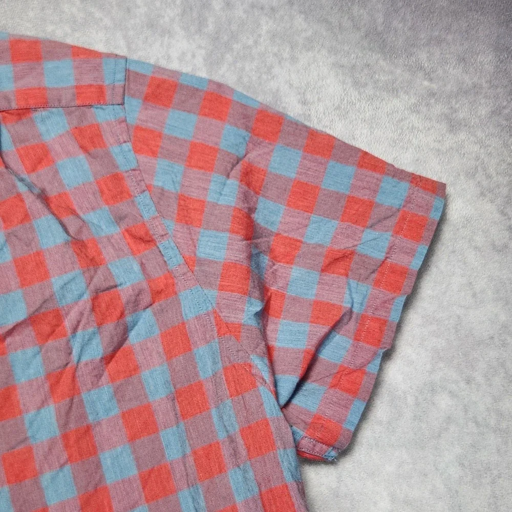 J Crew Mens XXL Red Blue Gingham Short Sleeve Button Down Shirt H4767 SP 18